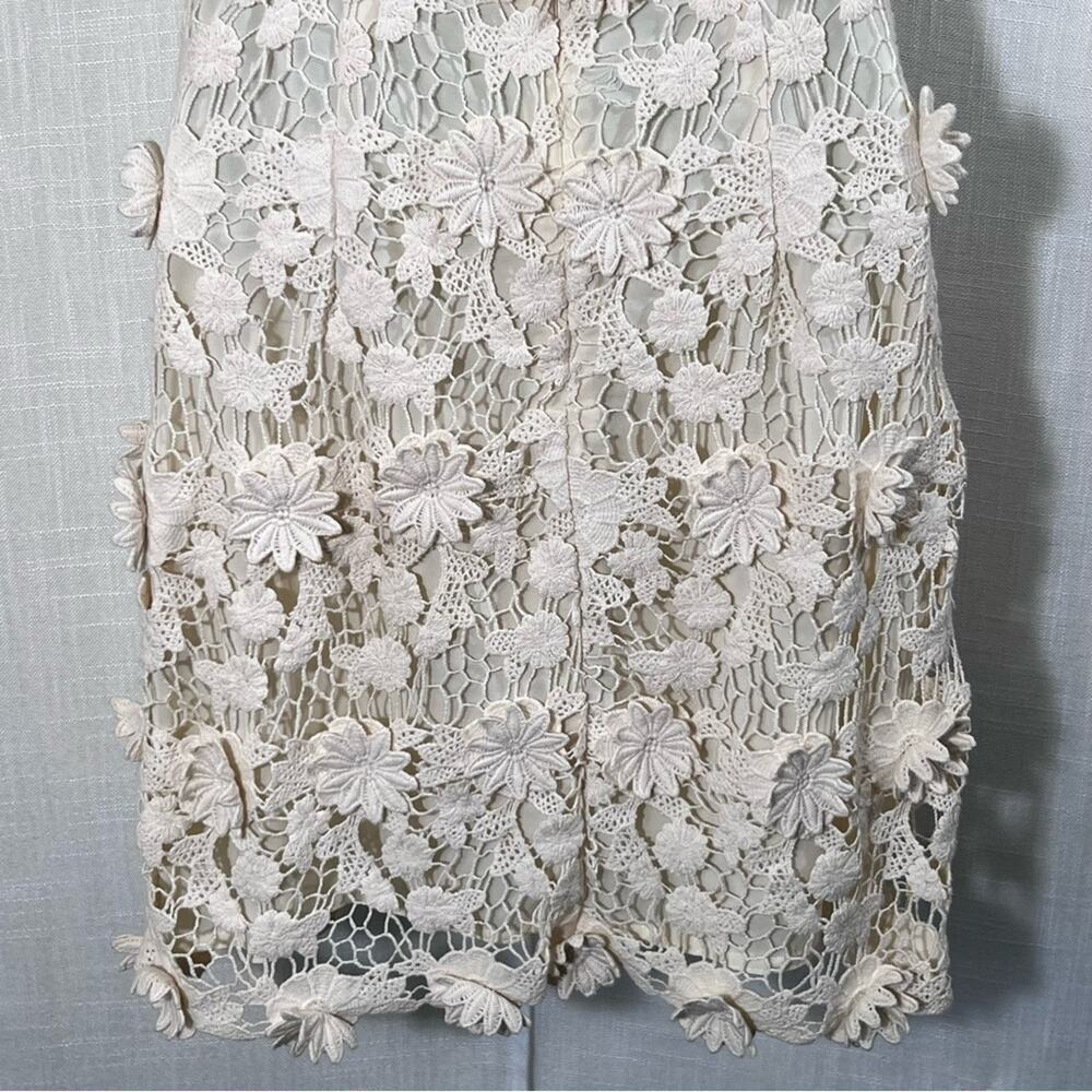Urban Outfitters Thistlepearl Crochet Floral Cream Boho Mini Dress Size 4 - Picture 12 of 16